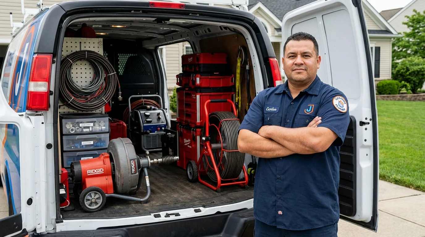 Professional drain cleaning equipment and Johns Plumbing LLC plumber in North Bend