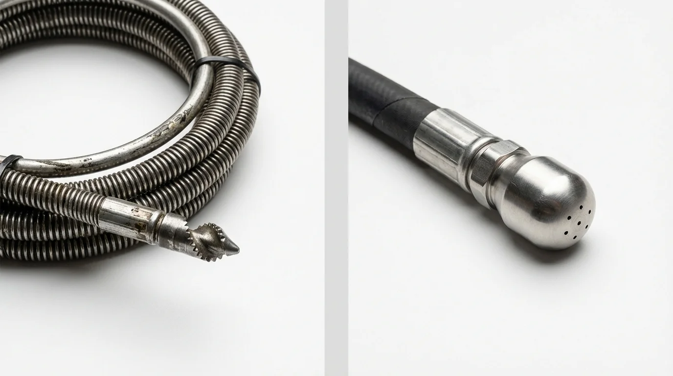 Drain snake cable and hydro jetting nozzle used for drain cleaning in North Bend, NE