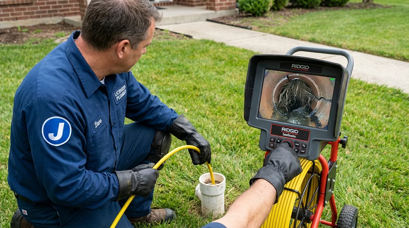 Sewer camera inspection being performed by Johns Plumbing LLC in North Bend